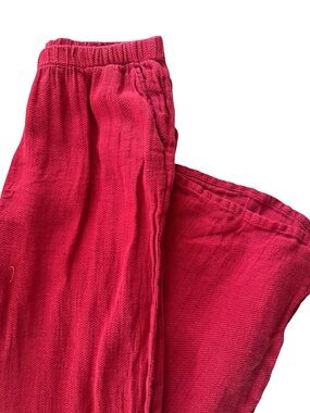 Flax Red Linen Pants High Rise Wide Leg Colorful Summer Womens Size Small